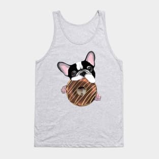 French bulldog lovers, sweet frenchie black and white withe chocolate donuts Tank Top